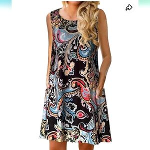 Women's Sleeveless Floral Sundress with Pockets
